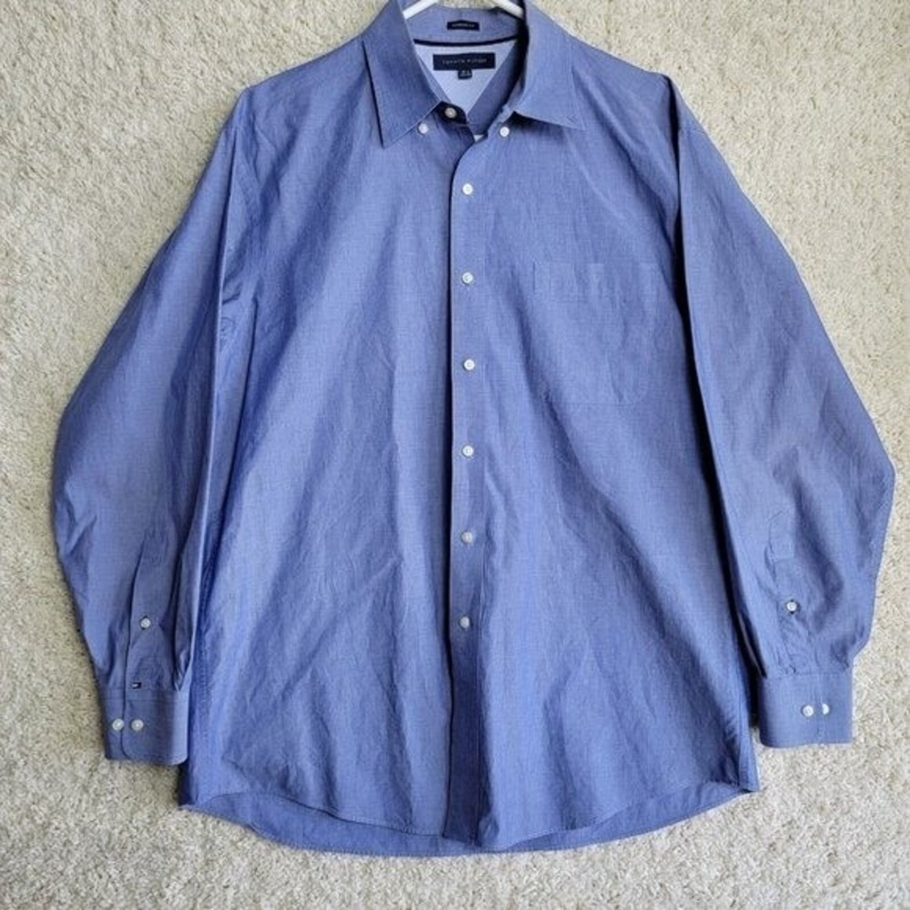 Tommy Hilfiger Button Down Shirt Regular Fit Long Sleeve Mens Large 16.5 34/35